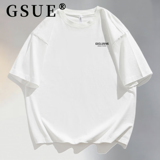 GSUE American pure cotton short-sleeved T-shirt men's heavy summer new loose large size breathable half-sleeved T-shirt printing dark gray L 130-145Jin Jin equals 0.5 kg