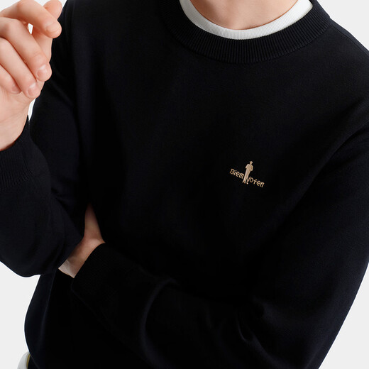 Biyinlefen 2025 new autumn and winter casual commuting style simple sheep wool skin-friendly soft versatile round neck cardigan for men