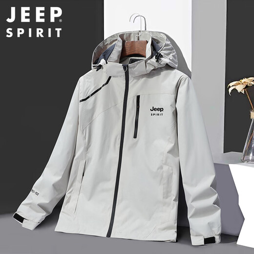 JEEP SPIRIT Jeep Jacket Men's Autumn and Winter Trendy Jacket Men's Hooded Charge Casual Top 1899 Black XL