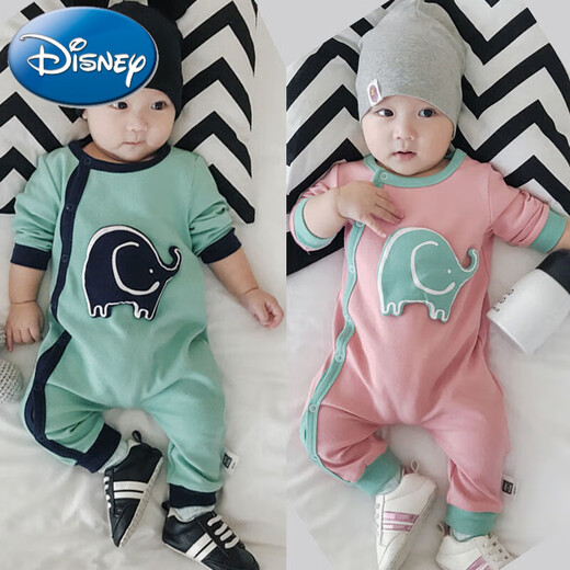 Disney (Disney) pure cotton baby jumpsuit for boys and girls, spring and autumn, toddler children's clothing, pajamas, baby clothes, newborn bag fart clothes for going out, white Snoopy, long sleeves, spring and autumn style, 90cm 20-24Jin Jin is equal to 0.5 kg