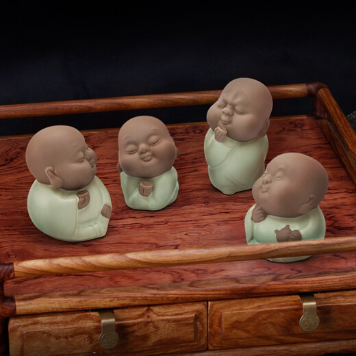 Dongdao Ruyao Henan Heritage 2014 old Dongdao tea pet ornaments tea pet creative ornaments tea ceremony accessories smell and enjoy tea pet (pink green)