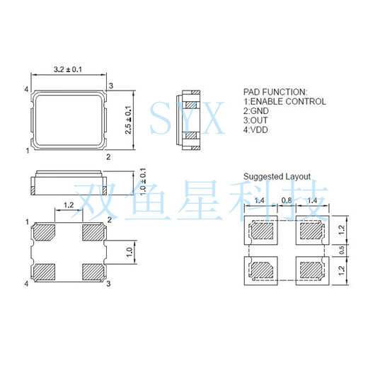 3225 Active crystal oscillator 1M 4M 6M 8M 10M 12M 16M 20M 24MHZ 1.8/3. 25MHZ 5V