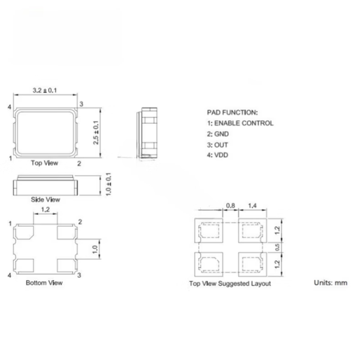 3225 patch 8M10M12M13.56M16M20M24M25M26M27.12M30M32M50M 14.7456MHZ 3225 active 1.8V
