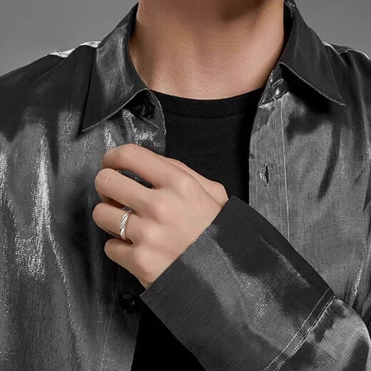 BJYL pure S999 pure silver self-discipline ring men's light luxury tail ring niche vegetarian ring index ring male birthday gift for boyfriend pure silver self-discipline ring electroplating thickening