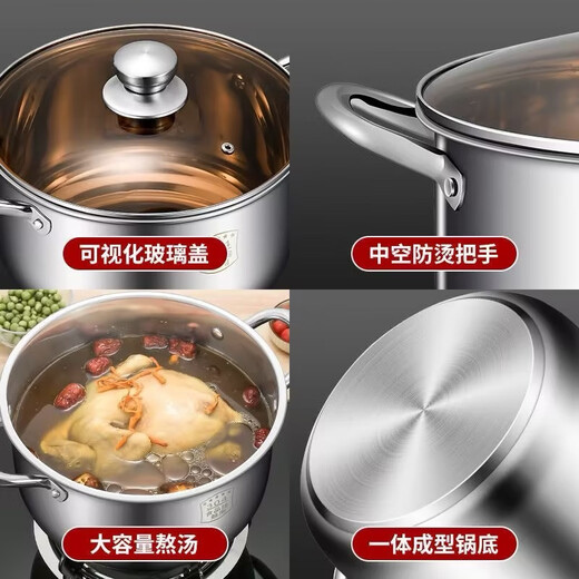 Jingyan stainless steel steamer two-layer steamer soup pot hot pot integrated steamer steamer steamed buns steamed buns induction cooker gas pot double-layer multi-functional steamer extra thick 24cm food grade stainless steel丨energy-concentrated bottom does not pick up the stove