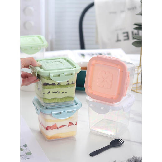 Le Yingfan box mousse thousand layer packaging box cheese yogurt dessert reusable soy milk box 650ml white jar transparent scale + fork spoon 1 piece 1000 pieces