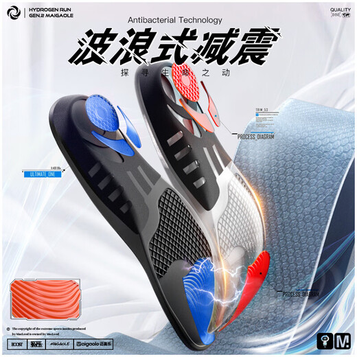 McGola Nuiyo Professional Arch Support Sports Insole Basketball Running Shock Absorbing Men's Black Blue 37-38