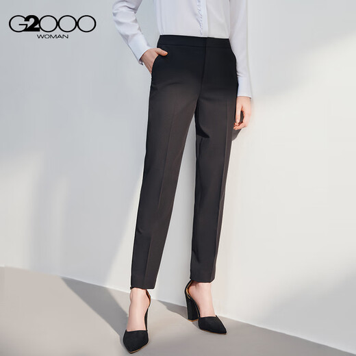 G2000 multi-faceted elastic G2000 women's clothing mall new business formal wear comfortable suit trousers and skirt delivery brooch/elastic soft-dark gray slim S/34