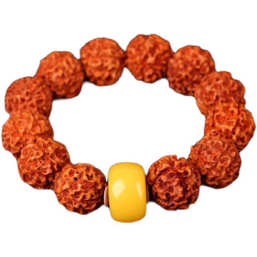 Fat Donglai same style beeswax single bead fidelity amber pier button wheel bead abacus bead loose bead round bead DIY text chicken oil yellow 10mm