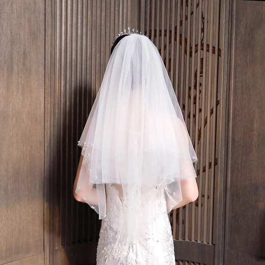 Crystal Veil Proposal Proposal Fashion Beads Multi-layered Hair Comb Veil Wedding White Travel Photography Headgear Ceremony
