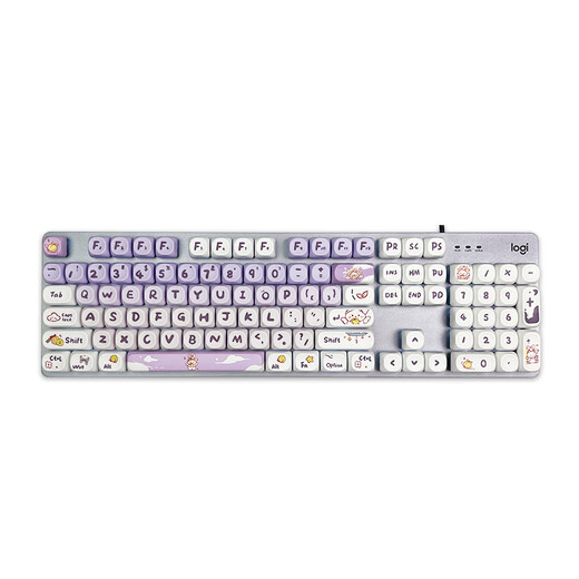 Logitech Rabbit Purple K845 Mechanical Keyboard Gaming Keyboard Office Keyboard Full Size Office Home Backlit Esports Chicken Keyboard MOA Height Ball Keycap K845-Green Axis-Little Rabbit Purple