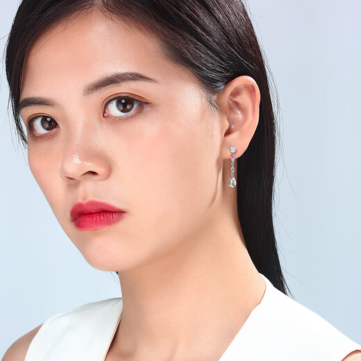 Libiao Musi long aquamarine tanzanite earrings 925 silver earrings natural gemstone water drop temperament versatile earring gift