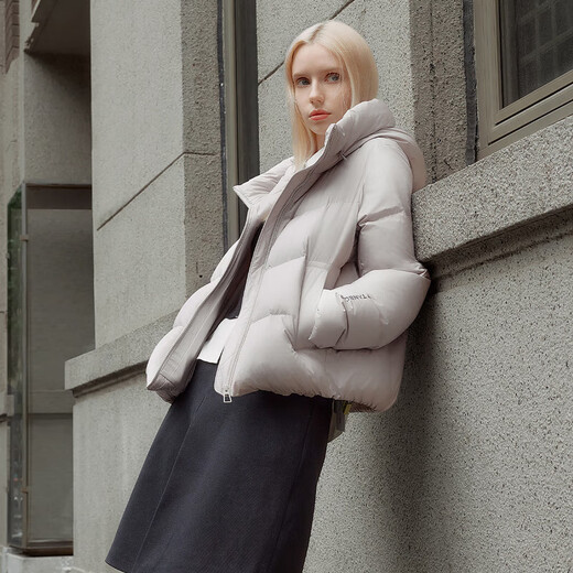 Tambor down jacket women's short hooded new national standard 90 duck down small warm jacket 330332J rose gray 165