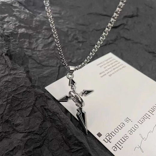 Wind Valley Bird Cross Pendant Men's Necklace Men's Trendy Brand Versatile Chain Accessories Boys' Trendy Necklace Cross Necklace