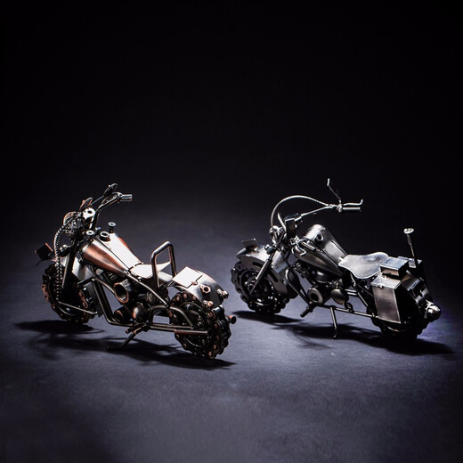 贝汉美（BHM）铁艺复古哈雷摩托车模型办公室装饰品客厅电视柜创意工艺品小摆件 古铜色 如图