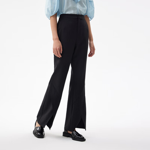 Broadcast pants autumn shopping mall same style cross micro-flare split creasing women BDQ3KD0592 K40 black M