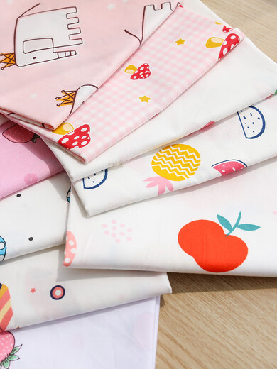 Hall 3 Pure Cotton Fabric Baby Printed Bedding Fabric Children's Cartoon Bed Sheet Pillow Case Quilt Cover Curtain Fabric Children's Fabric Cherry Blossom Blue Bottom Half a Meter Price