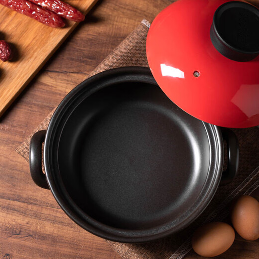 Clay potter Korean kitchen dry-fired pot heat-resistant ceramic 2500ml open flame clay pot rice wide mouth shallow casserole stew soup pot Sister Lotus same style