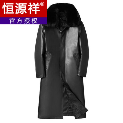 Hengyuanxiang long over-the-knee simulated fur coat men's lapel plus coat fur integrated leather windbreaker casual jacket long black thickened velvet 165/recommended weight (90-110Jin Jin is equal to 0.5 kg)