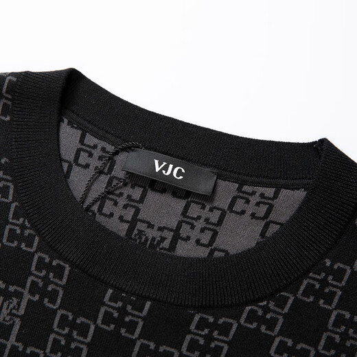 VJC autumn and winter men's new plaid wool long-sleeved sweater D24DC2731 black flower regular M 48