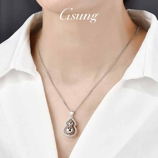 GsunG platinum pendant for women PT950 new rotating gourd moissanite platinum pendant rotating necklace pendant fashion price by gram, please contact customer service before bidding for gold price