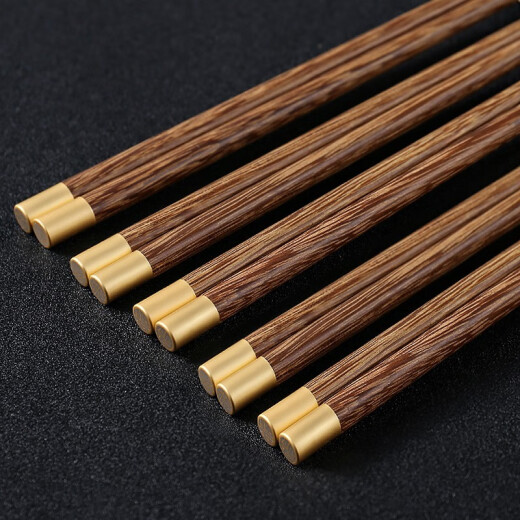 WINTERPALACE chicken wing wood chopsticks no paint no wax household alloy chopsticks wooden long fast non-slip high temperature resistant hotel tableware set 10 pairs 25cm