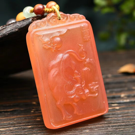 Moyun herring stone zodiac ox pendant with handmade rope, uniform color and gorgeous color, super beautiful in real life