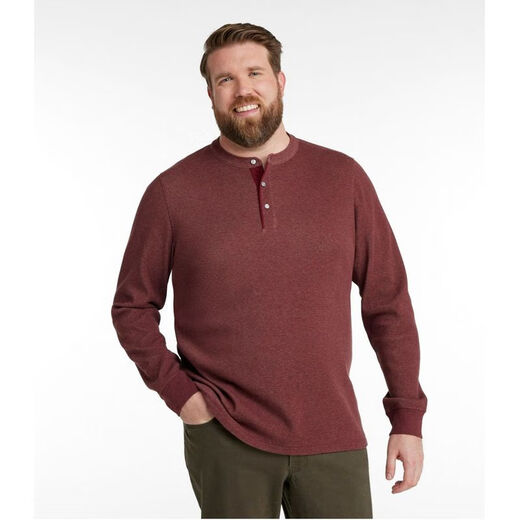 L.L.Bean men's long-sleeved Henley shirt cotton retro soft knitted T-shirt soft casual business TA523188 Classic Navy S suitable for bust 97-105cm