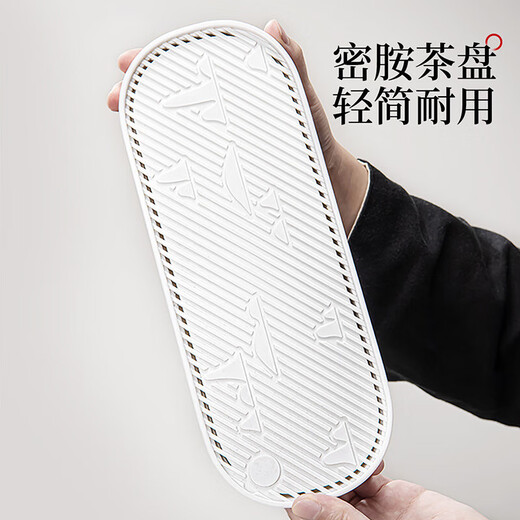 Chuwu mutton fat jade porcelain tea set with tea tray for home office teapot white porcelain tea cup three-piece set high-end dry infusion tray