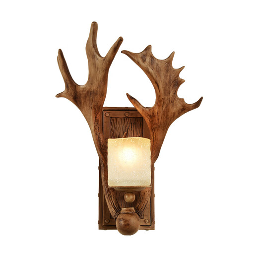 Shusheng European wall lamp indoor foyer Nordic retro industrial style deer antler lamp personalized creative living room aisle American antique deer head decoration B3038-electroplated gold