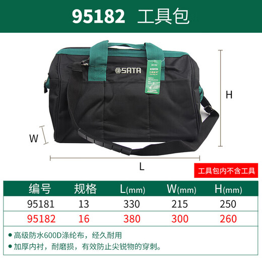 SATA multifunctional electrician toolbox tool bag home appliance repair tool bag multi-layer shoulder bag large backpack 95181 95182/commonly used model 16 inches 380x260x300mm