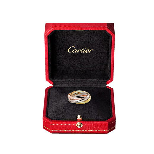 Cartier men's and women's rings Trinity series rose gold gold platinum diamond three-ring medium ring 2024 new three colors 45