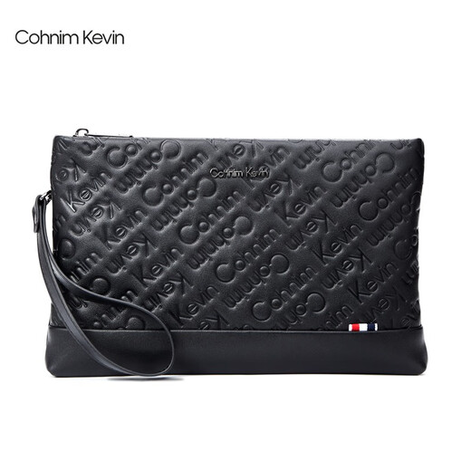 Cohnim kevin奢侈品男士手包手拿拉链男包手抓长钱包送老公男友父亲节生日礼物 c228黑色【时尚休闲】