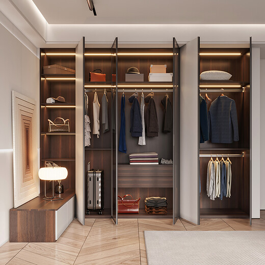 Lin's Home Whole House Customized Home Wardrobe Customized Bedroom Customized Master Bedroom Wardrobe Light Luxury Large Cloakroom Cabinet Combination Customized Gold