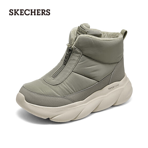 Skechers New Year's Gift Winter Boots Women's Shoes Thick Soled Height Snow Boots Warm Cotton Shoes Mid-High Top Velvet Bread Boots 168062