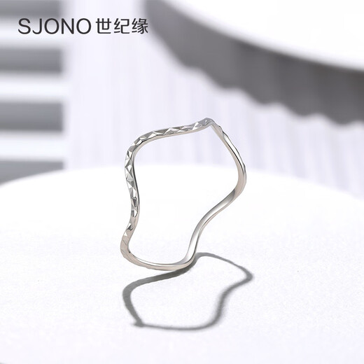 Century edge platinum ring for women with corrugated lines PT950 car flower platinum ring as a birthday gift for girlfriend 0.72g circle number 10