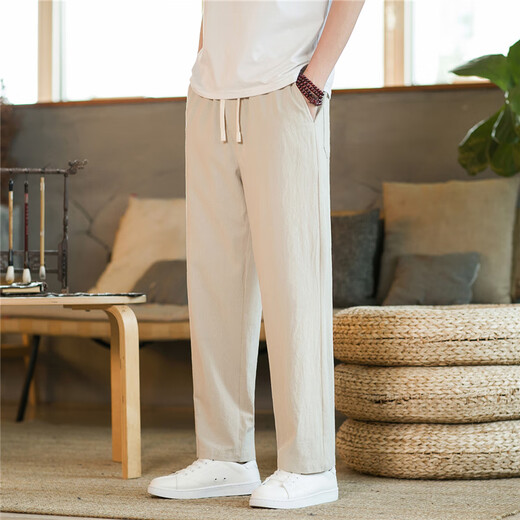 Dumeizi summer versatile nine-point pants men casual pants men Korean style loose straight-leg casual flat feet nine-point sports pants men dark gray [flat feet] L