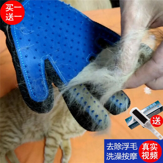 Cat Gloves, Hair Removal, Cat Comb, Dog Hair Removal, Brush Artifact, Pet Cat Supplies, Remove Floating Hair, New Style, Blue, One for Left and Right Hands x2