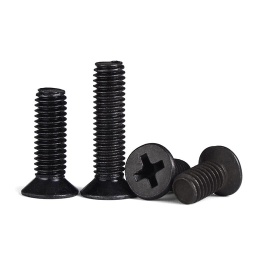 Jinggong grade 4.8 black carbon steel cross countersunk head screws flat head screws flat machine electronic screws bolts M8*20 (50 pcs)