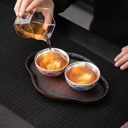 SUSHI CERAMICS gilt silver lotus couple tea cup tea cup J1075 by intangible cultural heritage master Zheng Wenqiang