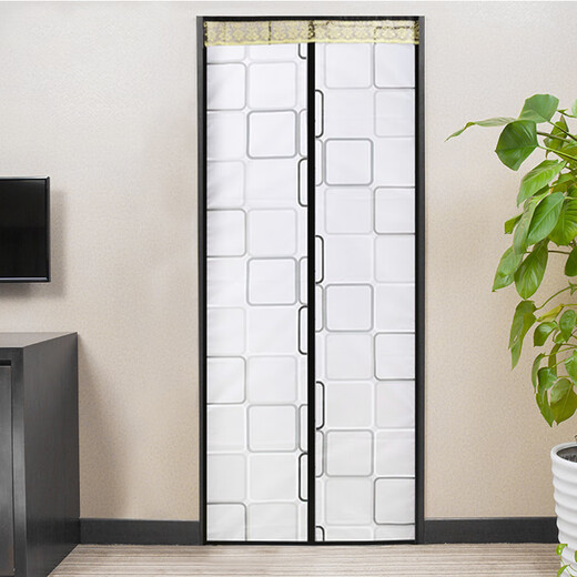 迪茵 DIYIN 空调门帘防蚊夏季塑料隔热冷气隔断皮帘子厨房家用磁吸魔术贴免打孔 白色95*210cm 需要定制