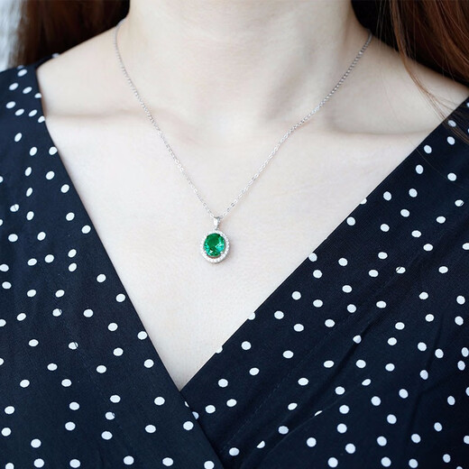 GEM STONE KING necklace for women 4.03 carat nano emerald pendant 925 silver colored treasure necklace Women's Day gift for mom
