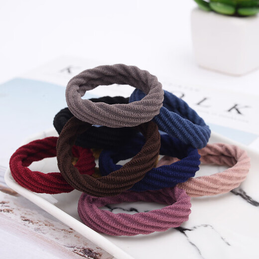 Highly elastic and durable seamless towel ring rubber band headband Korean version does not hurt hair hair rope women's simple hair tie hair accessories random pattern mixed color 10 pieces