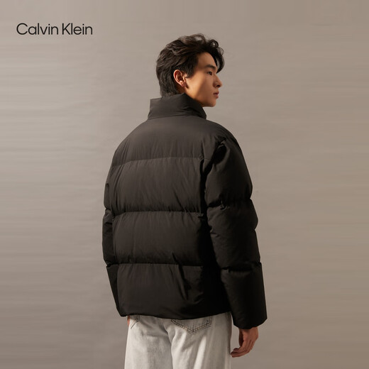 Calvin KleinJeans autumn and winter men's trendy casual sports ck large pocket printed duck down stand collar down jacket BEH-space black S