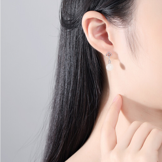 Enchanting Cat S925 Sterling Silver Hetian Jade Earrings for Women 2025 New Earrings for Women Birthday Gifts for Girls Practical and Advanced Gold Pair (with Rose Gift Box)