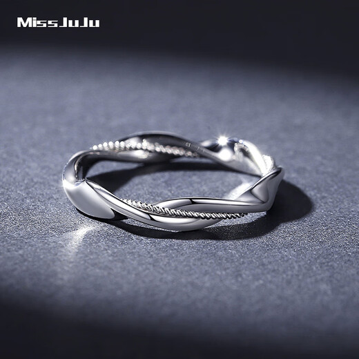 Miss JuJu Platinum Möbius Ring Men's PT950 Platinum Simple Plain Ring 10# 2.2-2.4g