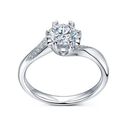 Star white 18k gold moissanite diamond six-claw snowflake twist arm diamond ring for women 1 carat wedding gift Chinese Valentine's Day platinum D color moissanite 1 carat - S925 9-20 circle can be noted