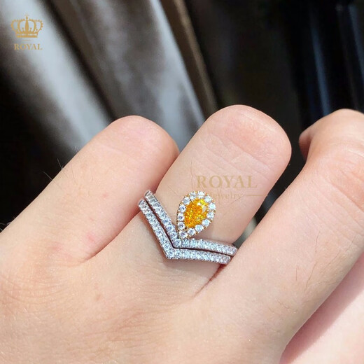 ROYALPICK Customized 0.3CT Yellow Diamond Ring Women's Diamond Ring Yellow Diamond 18k Gold Wife and Girlfriend's Day Birthday Engagement Gift Customized Yellow Diamond Ring (Customized 7-day delivery)