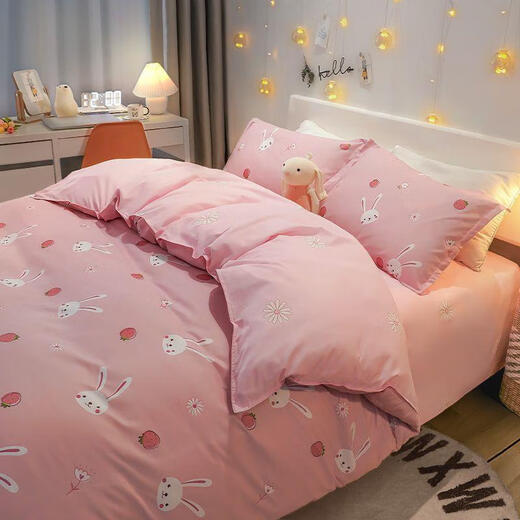 Bedding quilt cover quilt cover sheet 1.2m bed three-piece set spring and autumn brushed quilt washed cotton bedding blue gray type A washed cotton-new style 1.8m bed four-piece quilt cover 1.8*2.0m