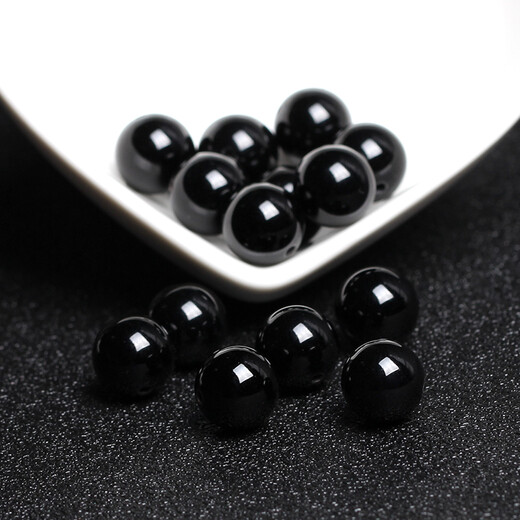 Weicheng natural black agate beads loose beads diy handmade beaded woven crystal bracelet bracelet jewelry accessories material 7a selected black agate 4mm 10 pieces